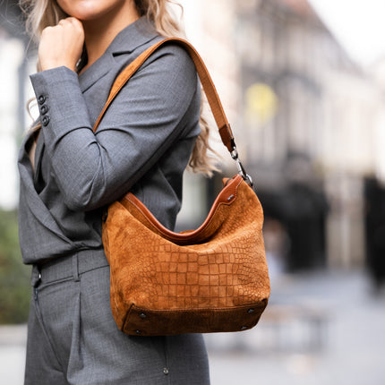 Berba Hobo Schoudertas Croco Suède