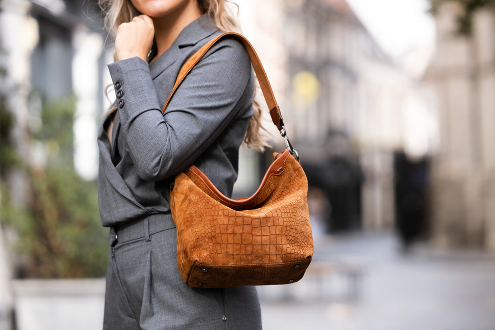 Berba Hobo Schoudertas Croco Suède