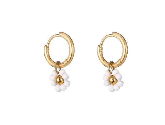 Day & Eve by Go Dutch Label 1 Flower Earrings White