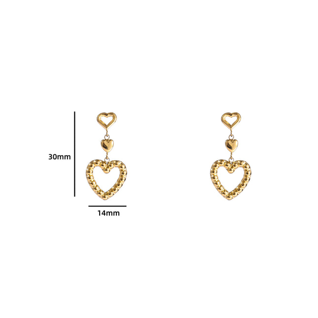 Day & Eve by Go Dutch Label 3 Hearts Earrings
