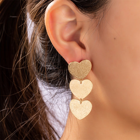 Day & Eve by Go Dutch Label Triple Hearts Earrings