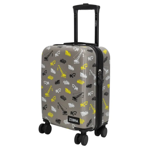 Zebra Avonturier Kinder Koffer Construction Grijs