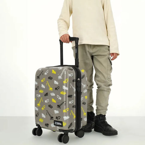 Zebra Avonturier Kinder Koffer Construction Grijs