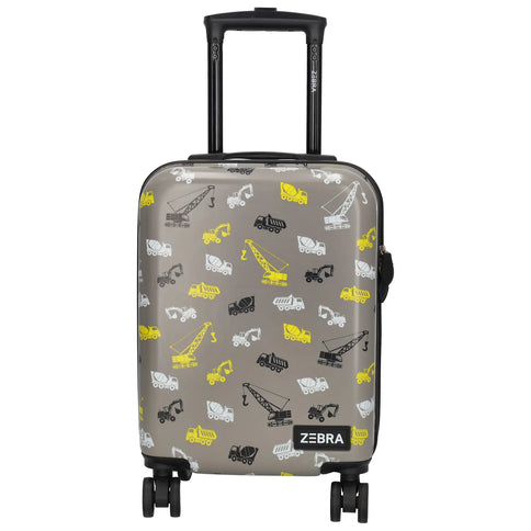 Zebra Avonturier Kinder Koffer Construction Grijs