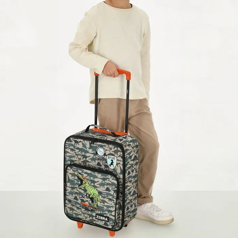 Zebra Avonturier Kinder Koffer Dino Green