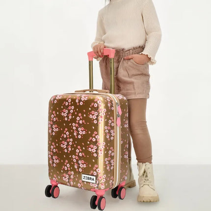 Zebra Avonturier Kinder Koffer Flowers Goud