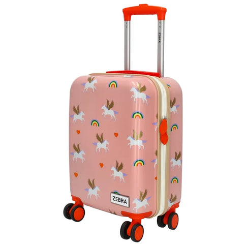 Zebra Avonturier Kinder Koffer Unicorn Roze