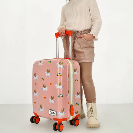 Zebra Avonturier Kinder Koffer Unicorn Roze