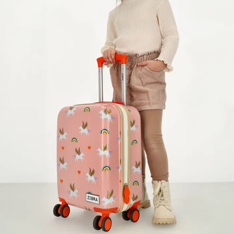 Zebra Avonturier Kinder Koffer Unicorn Roze