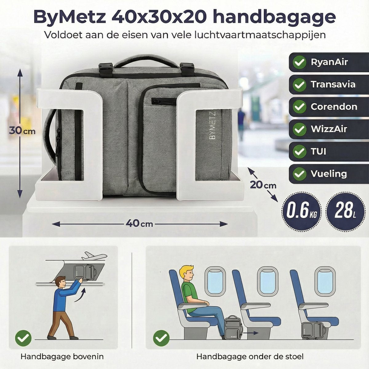 40x30x20 handbagage regels: complete gids | ByMetz
