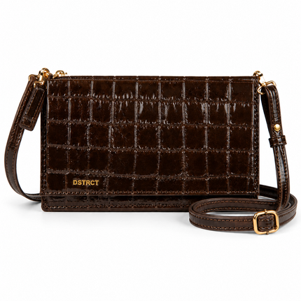 DSTRCT Læder Croco Crossbody Taske / Clutch 033130 Brun