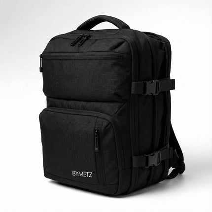 40x30x15 Rugzak – Uitbreidbaar tot 40x30x20 – Handbagage voor KLM, Transavia & Meer – Laptop Rugzak 15,6 Inch – ByMetz® – Zwart Black