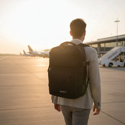 40x30x15 Rugzak – Uitbreidbaar tot 40x30x20 – Handbagage voor KLM, Transavia & Meer – Laptop Rugzak 15,6 Inch – ByMetz® – Zwart