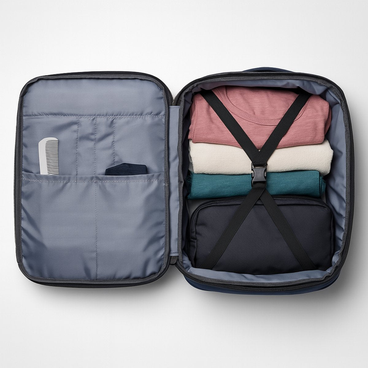 Vacuümrugzak, handbagage, 40 x 20 x 25 cm, voor vliegtuig, onderstoel Vacuümrugzak, handbagage, 40 x 20 x 25 cm, voor vliegtuig, onderstoel