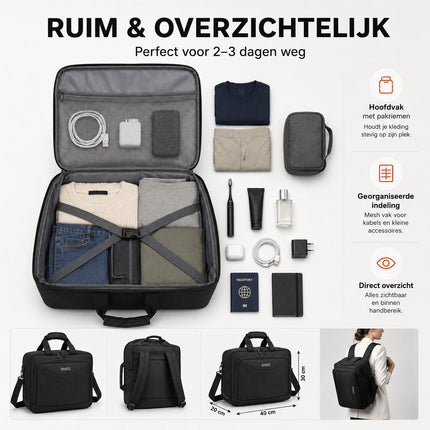 Sac de voyage cabine 40x30x20 3-WAY | Underseater | ByMetz®