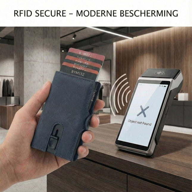 ByMetz® RFID Anti Skim Pasjeshouder - Echt Leer - 7 Pasjes + Briefgeld + Munten Vakje