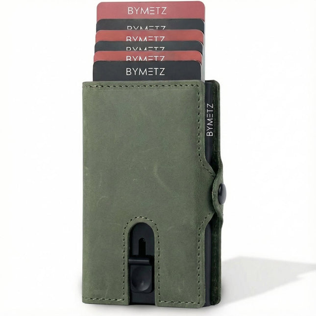ByMetz® RFID Anti Skim Pasjeshouder - Echt Leer - 7 Pasjes + Briefgeld + Munten Vakje