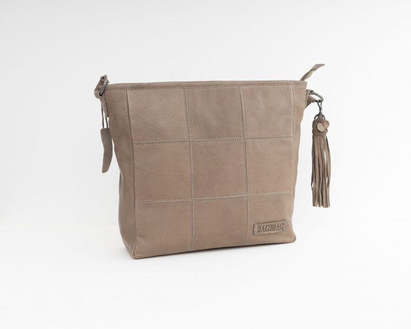 Bag2Bag Groot Lederen Shopper Dames Sarnia Taupe