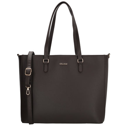 Charm London Birmingham Shopper 15,6 tommer Guld lynlås Mørkebrun