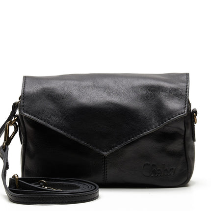 Chabo Bags Rio Romy Plain Leren Schoudertas Black