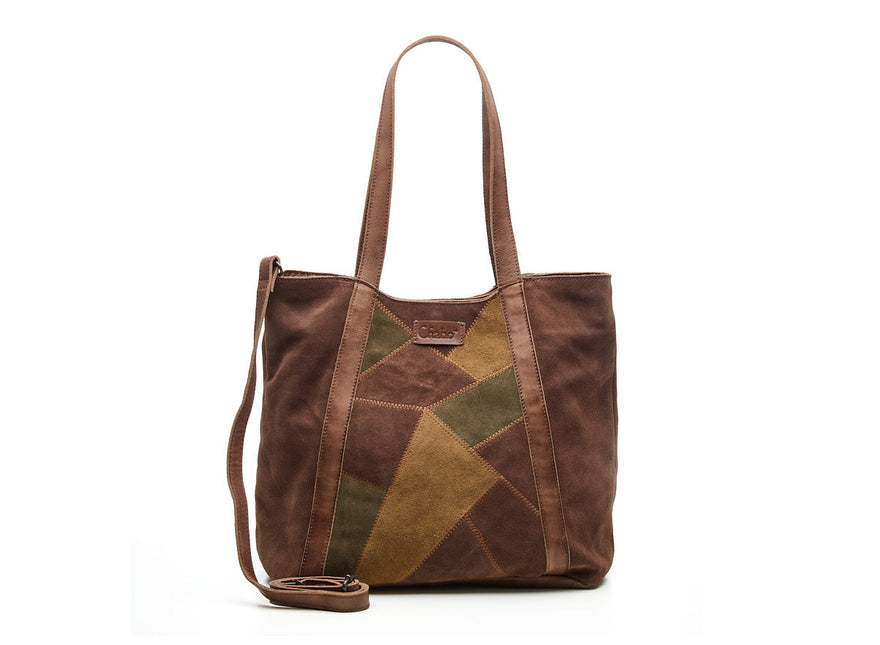 Shopper Chabo Bags Suede Patchwork Castanho/Oliva