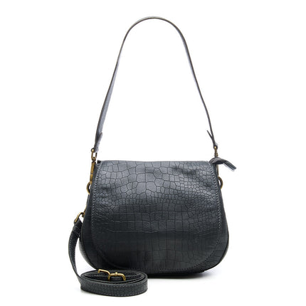 Chabo Bags Croco Saddle Bag Leren Schoudertas Grey