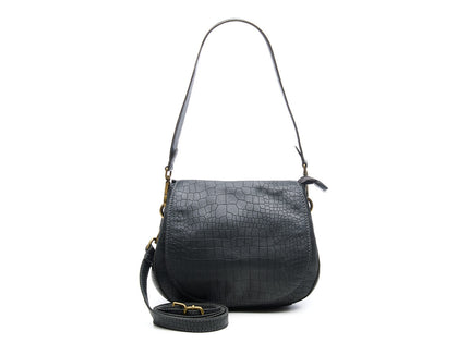 Chabo Bags Croco Saddle Bag Leren Schoudertas Grey