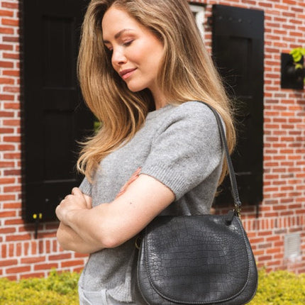 Chabo Bags Croco Saddle Bag Leren Schoudertas