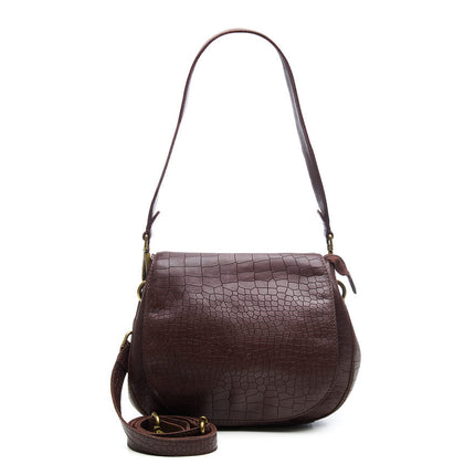 Chabo Bags Croco Saddle Bag Leren Schoudertas Chocolate