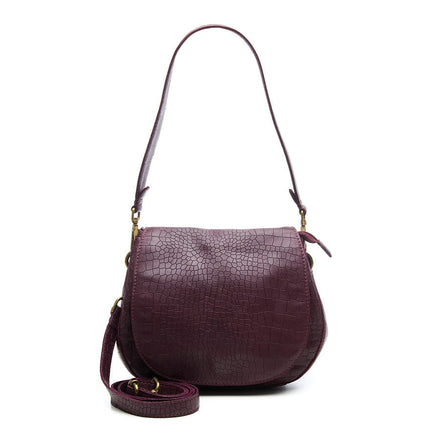 Chabo Bags Croco Saddle Bag Leren Schoudertas Burgundy