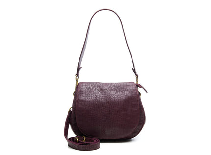 Chabo Bags Croco Saddle Bag Leren Schoudertas Burgundy