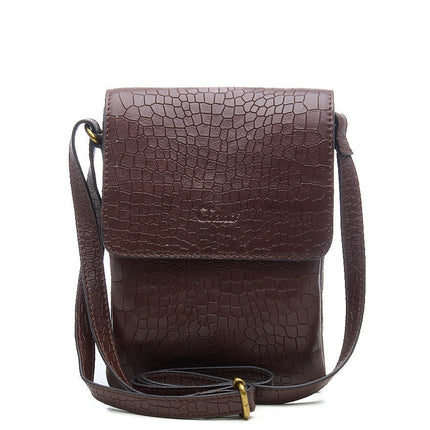 Chabo Bags Croco Mover Leren Crossbodytas Chocolate