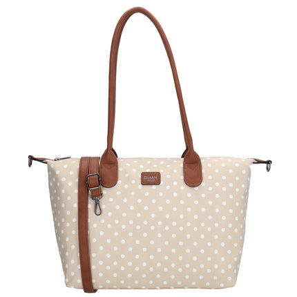 Charm London Buckingham Shopper Small Stippen Wit taupe