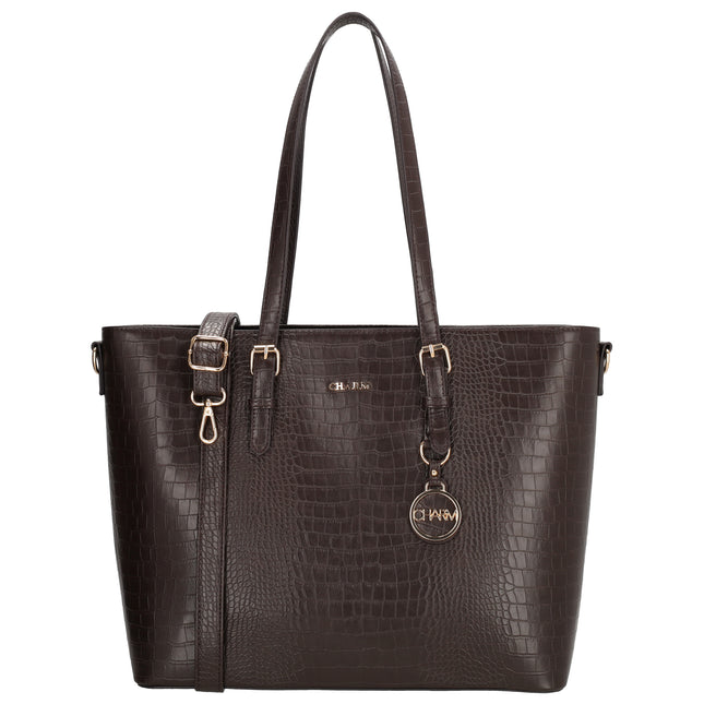 Charm London Birmingham Croco Mala para portátil 15,6 polegadas Castanho-escuro croco