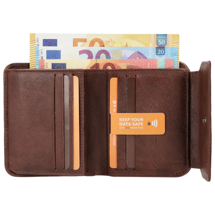 Hide & Stitches 93 Range Carteira em Pele com Fecho de Correr e Aba 26343