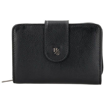 Hide & Stitches 93 Range Leren Portemonnee met Rits en Lipsluiting 26345 Zwart