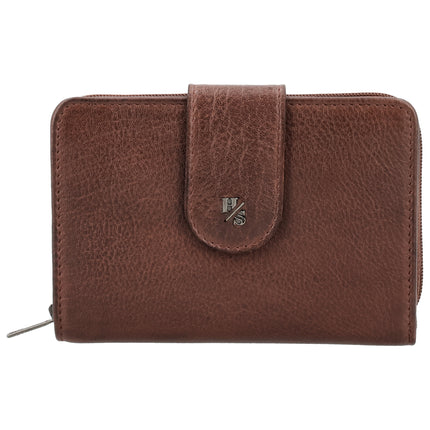 Hide & Stitches 93 Range Leren Portemonnee met Rits en Lipsluiting 26345 Bruin
