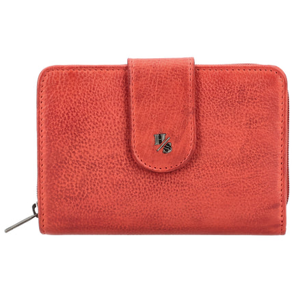 Hide & Stitches 93 Range Leren Portemonnee met Rits en Lipsluiting 26345 Wijnrood