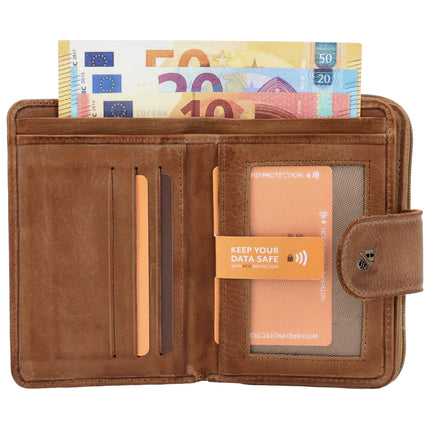 Hide & Stitches 93 Range Leren Portemonnee met Rits en Lipsluiting 26345