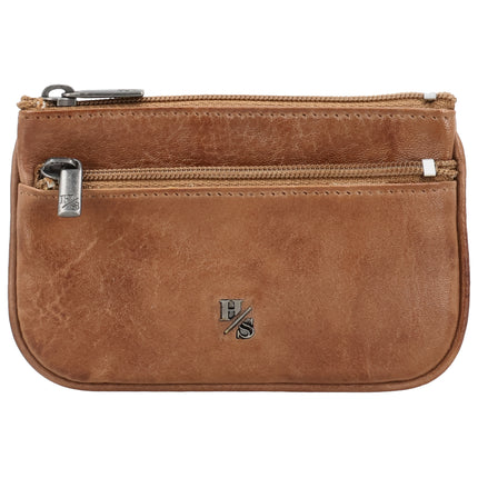 Hide & Stitches 93 Range Leren Sleuteletui met Twee Ritsen 26347 Donker Cognac