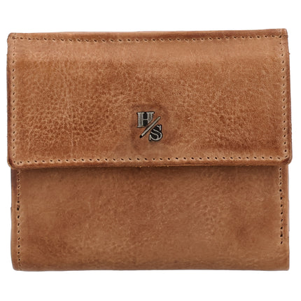 Hide & Stitches 93 Range Compacte Leren Portemonnee 27156 Donker Cognac