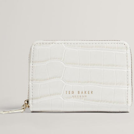 Ted Baker Varlee Carteira pequena com fecho em torno e efeito croc, cor Ivory