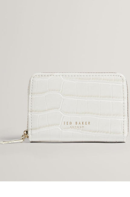 Ted Baker Varlee Carteira pequena com fecho em torno e efeito croc, cor Ivory
