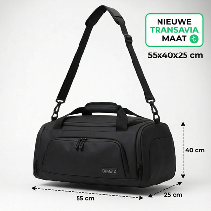 ByMetz 55x40x25 Transavia 3-WAY Boarding Bag Reistas / Rugzak Full Black
