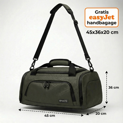 45x36x20 Handbagage Reistas – 3-in-1 Rugzak & Schoudertas – EasyJet – ByMetz® Olive Green
