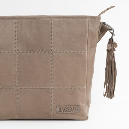 Bag2Bag Groot Lederen Shopper Dames Sarnia Taupe