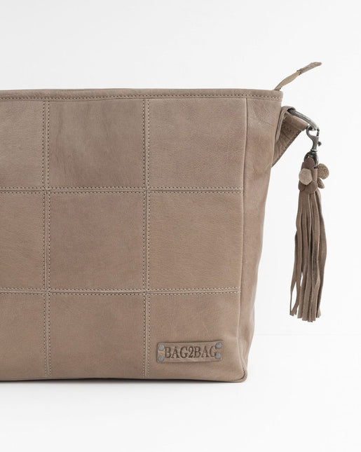 Bag2Bag Groot Lederen Shopper Dames Sarnia Taupe
