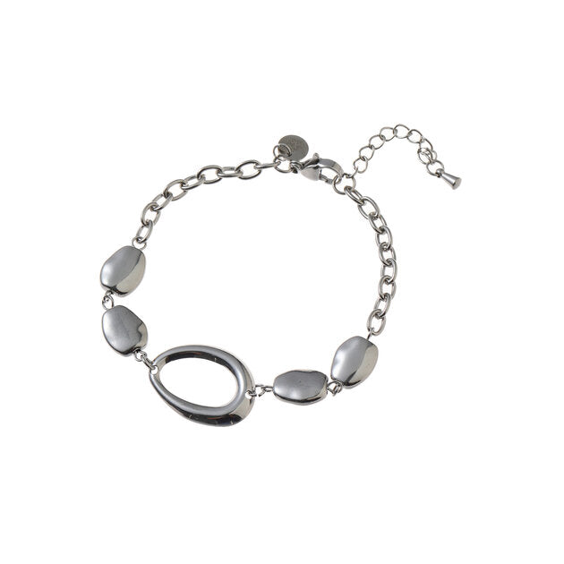Náramek Day & Eve by Go Dutch Label Open Step Stones Stříbrná (nerezová ocel)