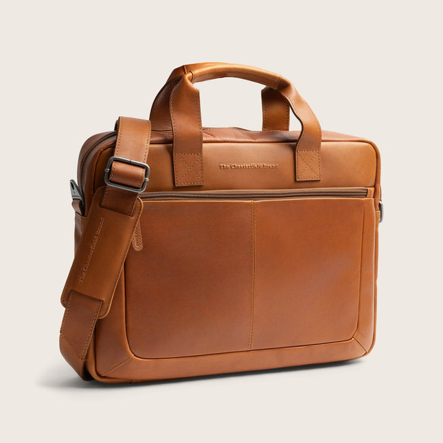 The Chesterfield Brand Calvi læder-laptoptaske 16 tommer Cognac