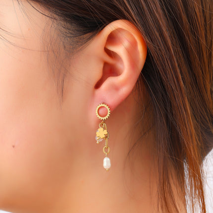 Day & Eve Stone Dangle Stud Goud (Stainless Steel)